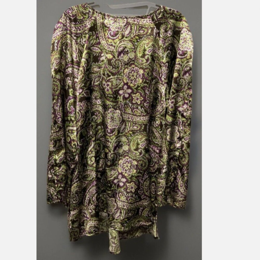 Lane Bryant Womens Empire Waist Blouse Top Paisley Purple Green Plus size 22 24 - Picture 3 of 7